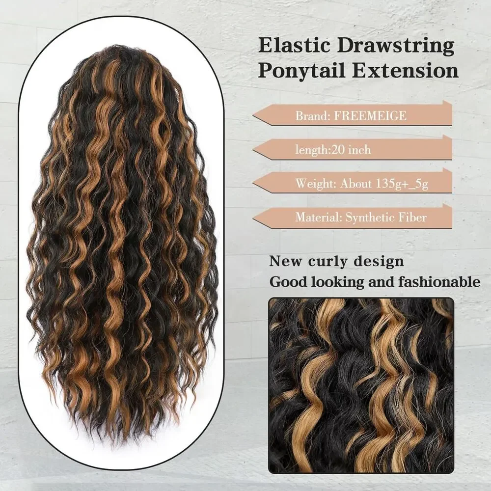 Curly Drawstring Ponytail Synthetic Hair Ponytail Extension, 18B-208H003